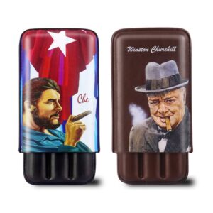 Illustrated 3-Cigar Hard Case with Cutter — product image 1