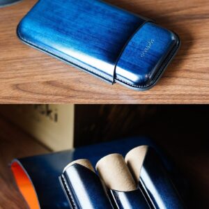 Illustrated Leather 2- or 3-Cigar Travel Case — primary product image
