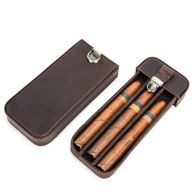 Vintage Leather 3-Cigar Travel Case — product image 5